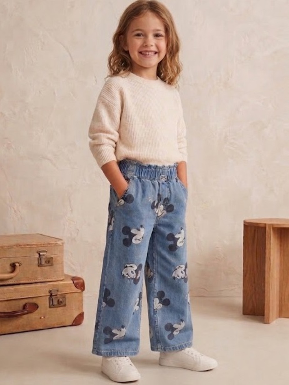 H&M Disney Mickey Mouse Kids Denim Paperbag Jeans ~ Size 7-8